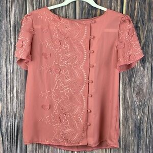 Beautiful Vintage Rose Colored Rae Hepburn Blouse- Size Med